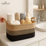 Arden Rectangular Jute & Cotton Utility Basket